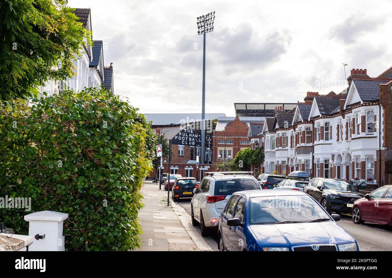Craven Cottage football stadium in West London UK where Fulham football club play , UK  Photograph taken by Simon Dack Stock Photo
