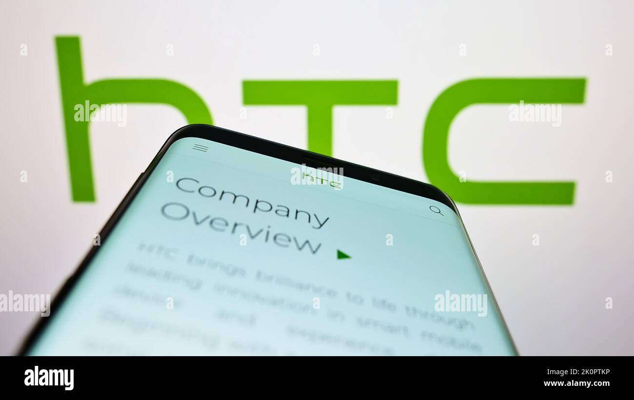 Mobile phone with website of Taiwanese electronics company HTC