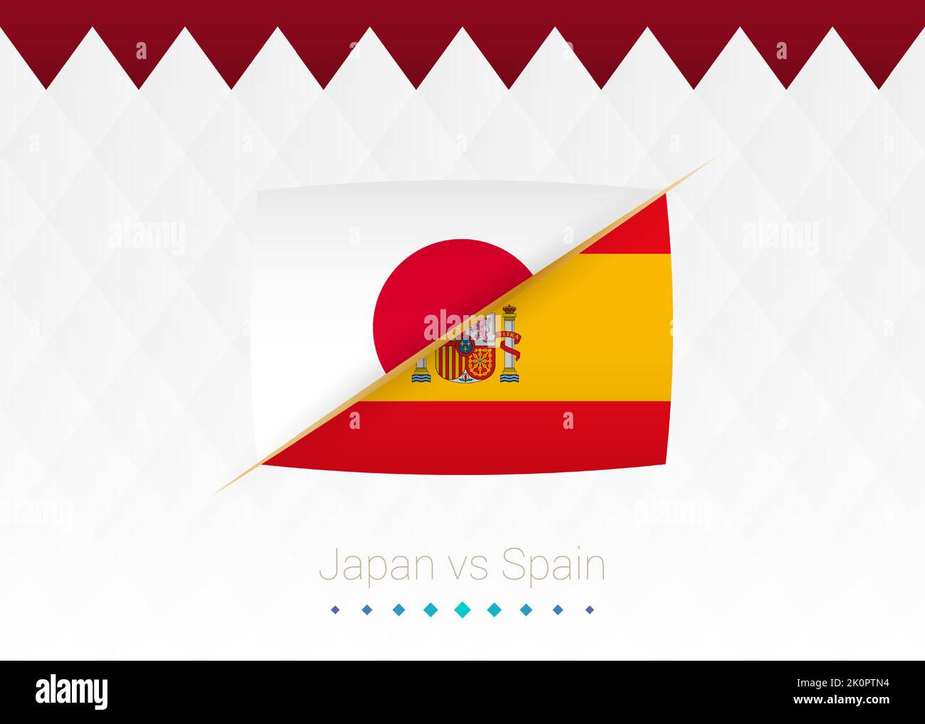 National football team Japan vs Spain. Soccer 2022 match versus icon