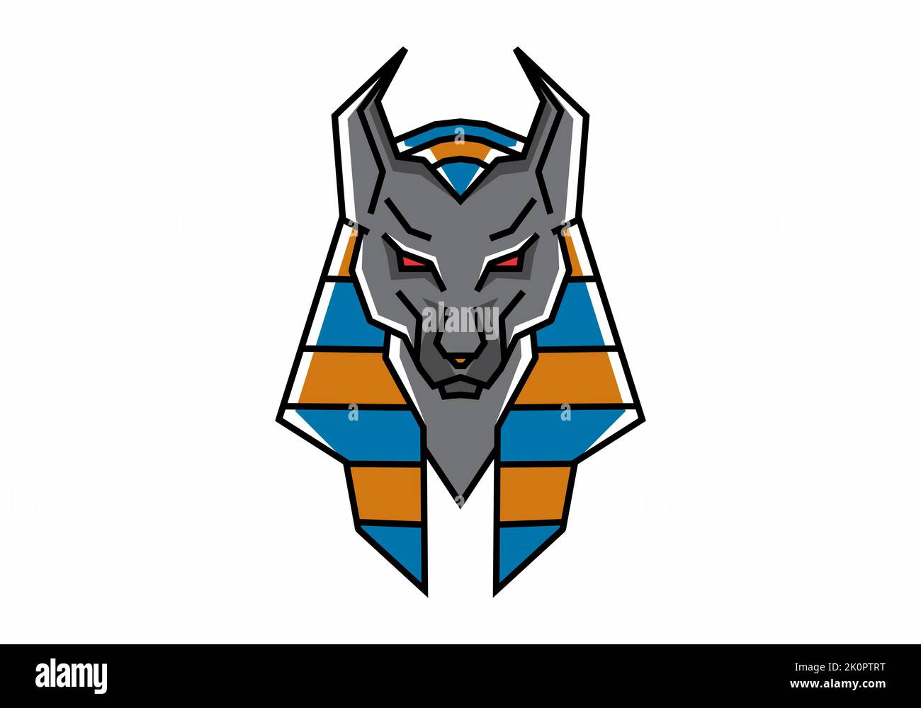 The Anubis head illustration design on white background Stock Vector