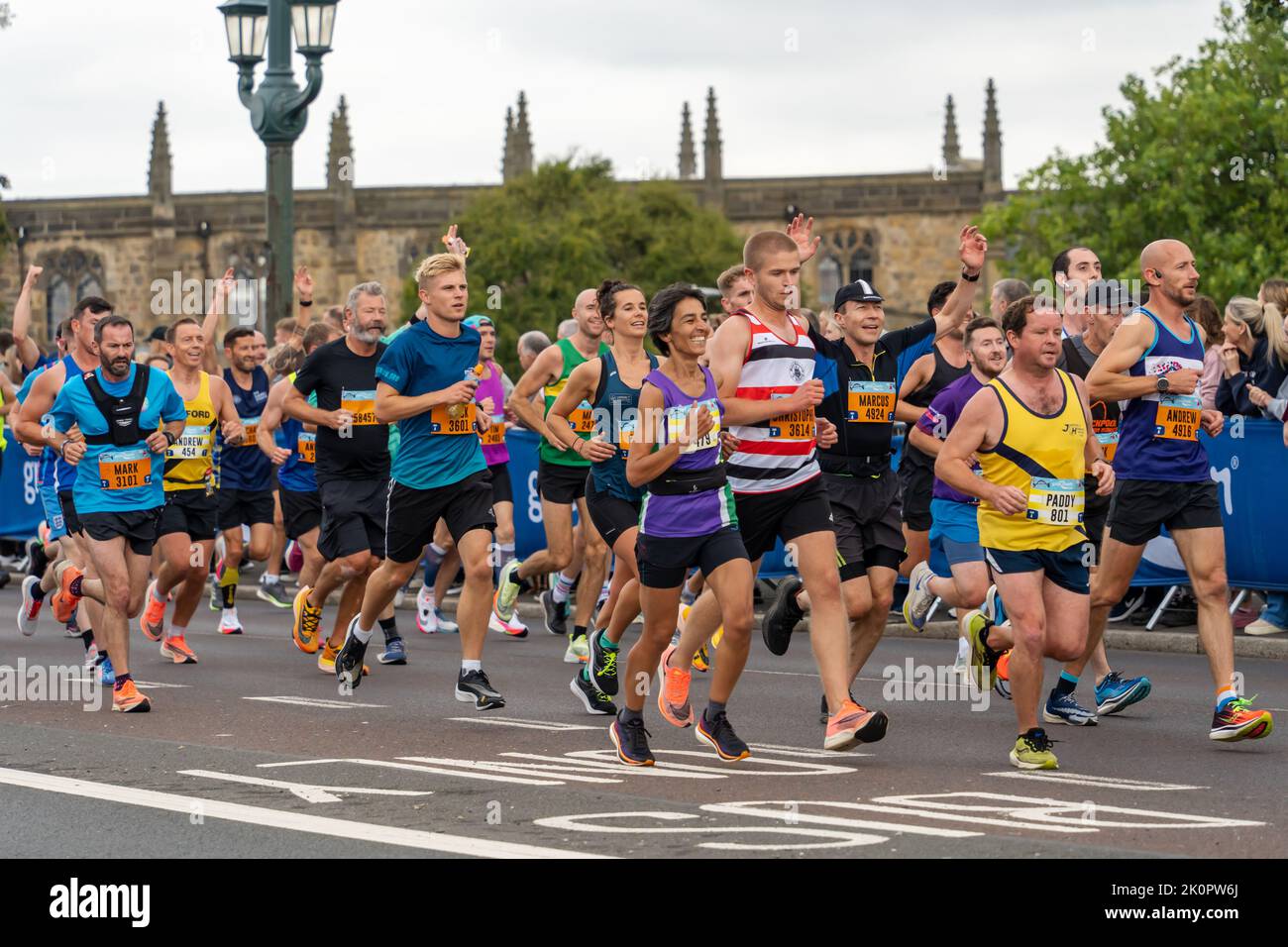 Competitors, Great North Run 2022 half marathon, in Gateshead, just after crossing over the Tyne Competitors, Great North Run 2022 half marathon, in Gateshead, just after crossing over the Tyne
