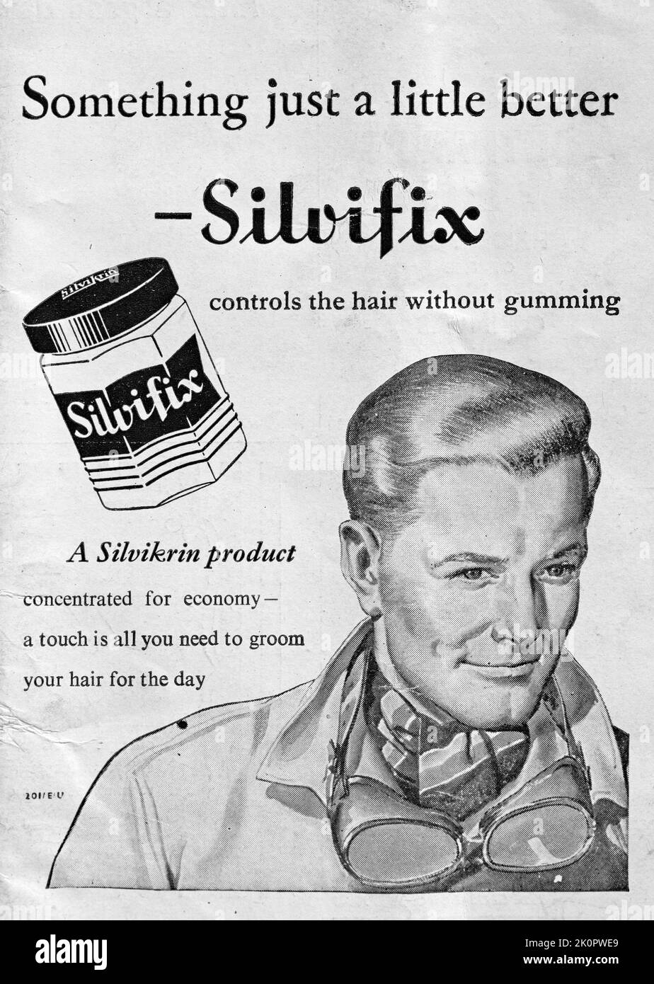 Silvikrin Silvifix male hair product advert London Illustrated News, 1949 Stock Photo