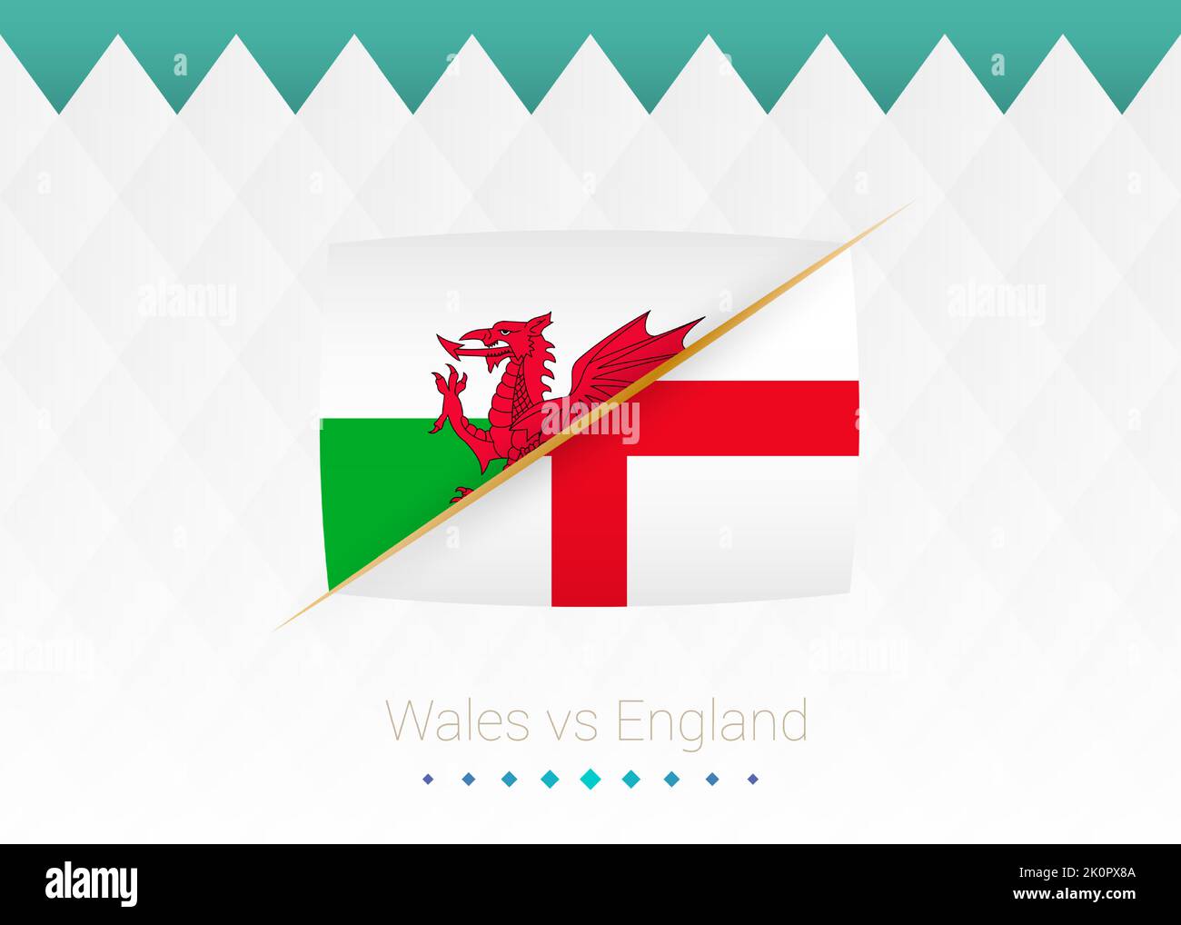 National football team Wales vs England. Soccer 2022 match versus icon. Vector illustration. Stock Vector