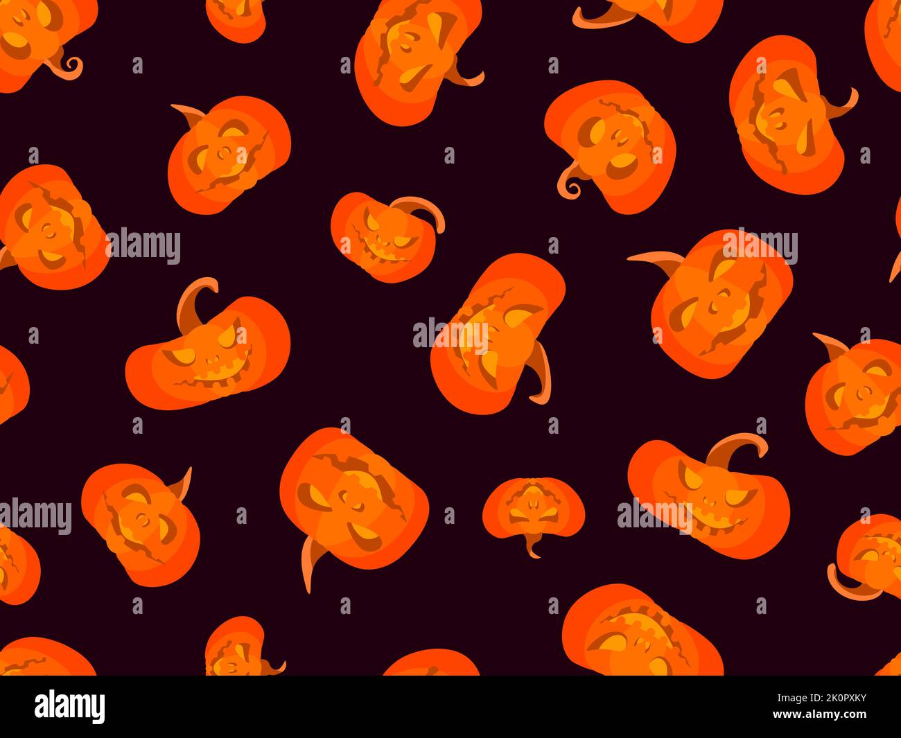Halloween seamless pattern with pumpkins. Pattern with carved scary ...
