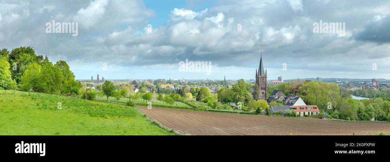 Church called Sint-Pieter op de Berg, Maastricht,  Limburg, Netherlands, city, village, field, meadow, trees, spring,  *** Local Caption *** Netherlan Stock Photo