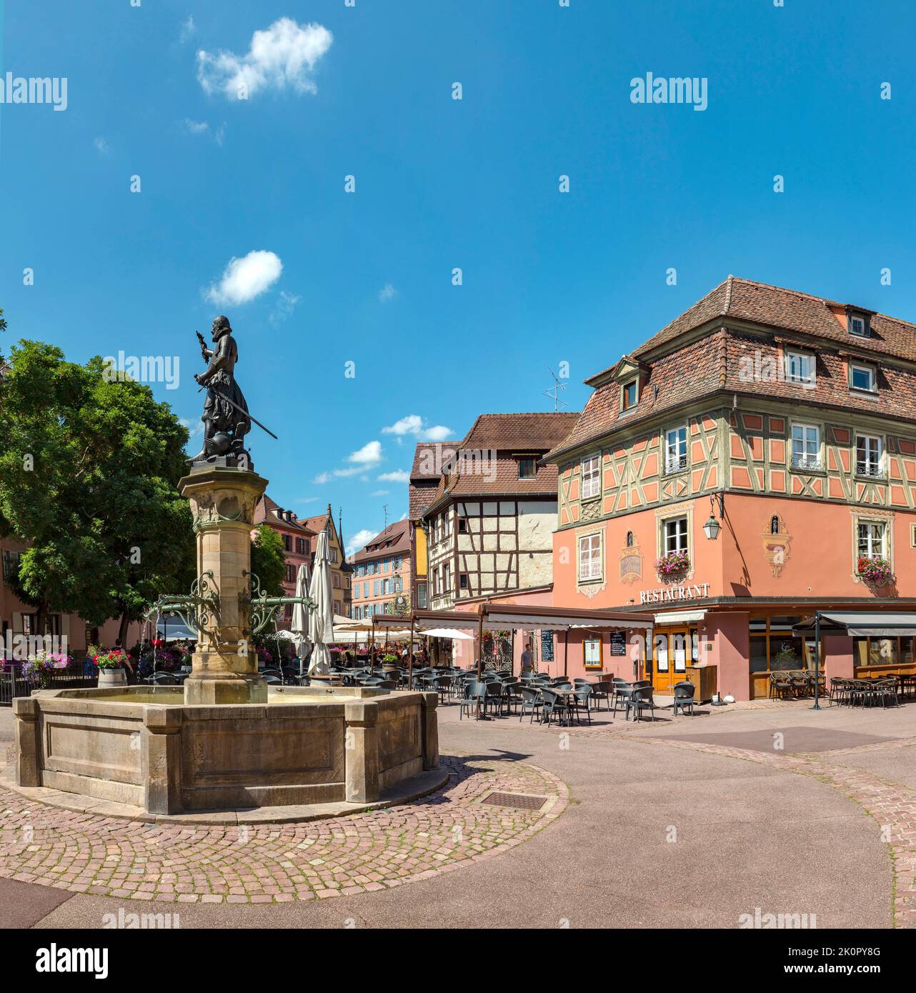 Fountain at the Place de l'Ancienne Douane, Colmar,  , France, city, village, summer,  *** Local Caption *** France Stock Photo