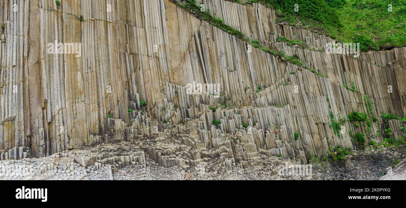 panorama of the coastal landscape of Kunashir Island near Cape ...