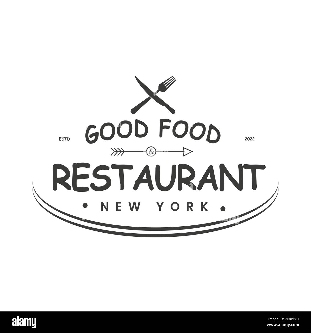 Retro Vintage logo fork and knife restaurant design. logotype. Vector design elements, business signs, logos, identities, labels, badges and objects Stock Vector