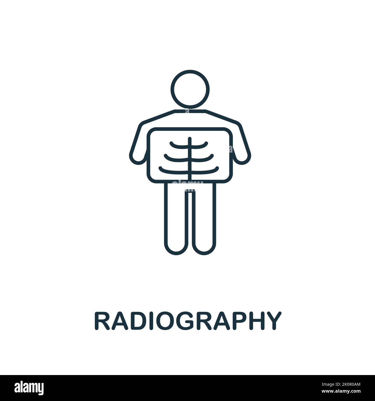Radiography icon. Monocrome element from medical services collection. Radiography icon for banners, infographics and templates. Stock Vector