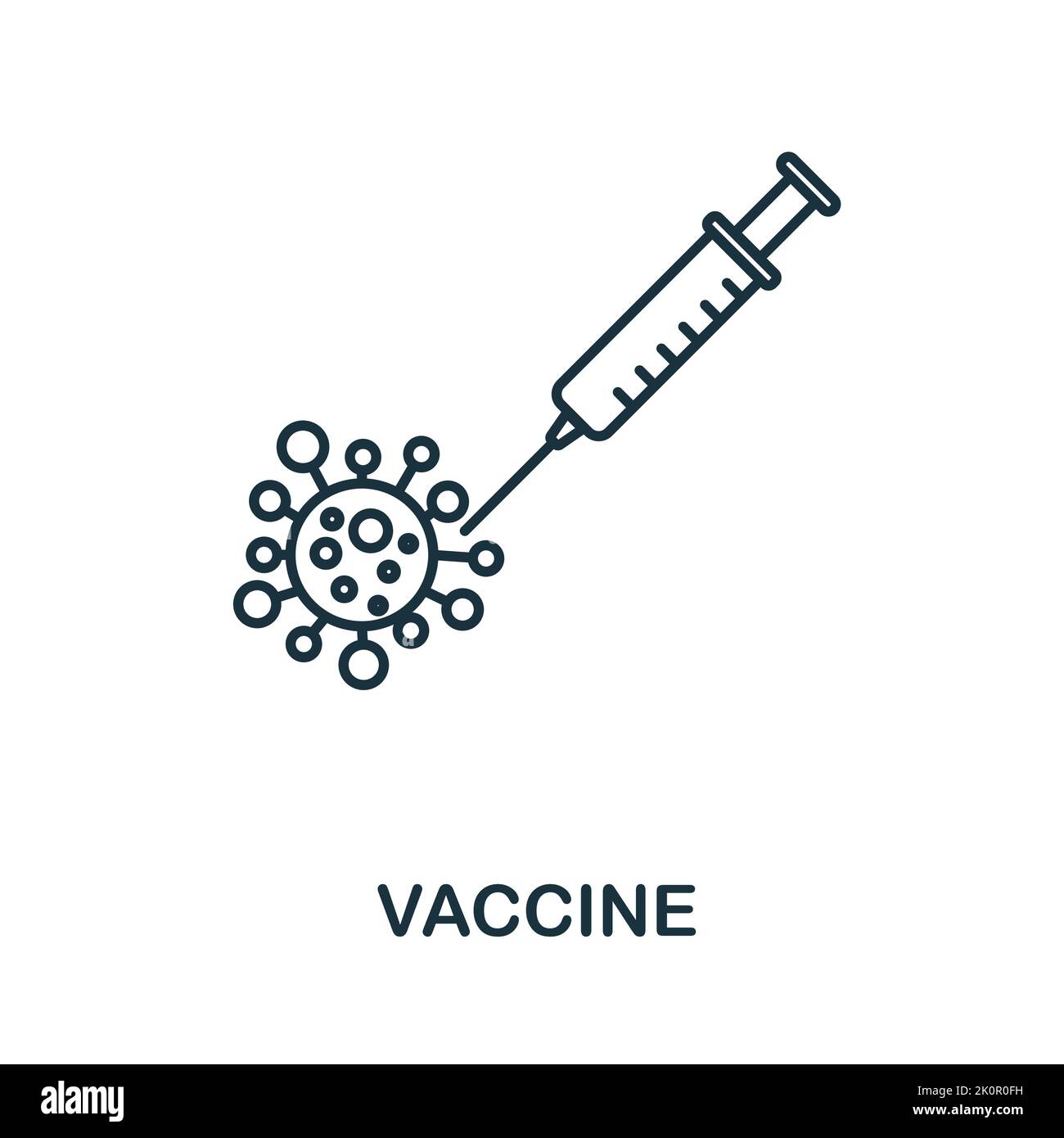 Vaccine icon. Monocrome element from medical services collection. Vaccine icon for banners, infographics and templates. Stock Vector