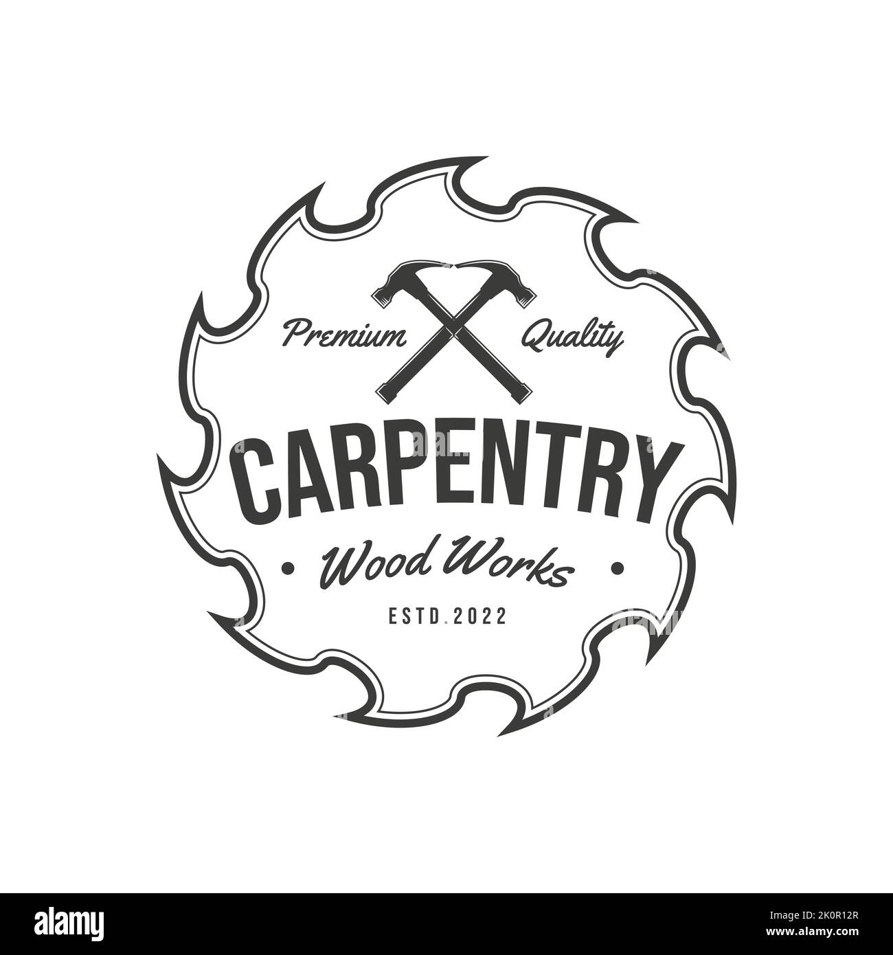 Vintage carpentry logo. retro style wood emblem, sawmill for carpentry, carpenter, lumberjack, badge, design element, logotype template. vector illust Stock Vector