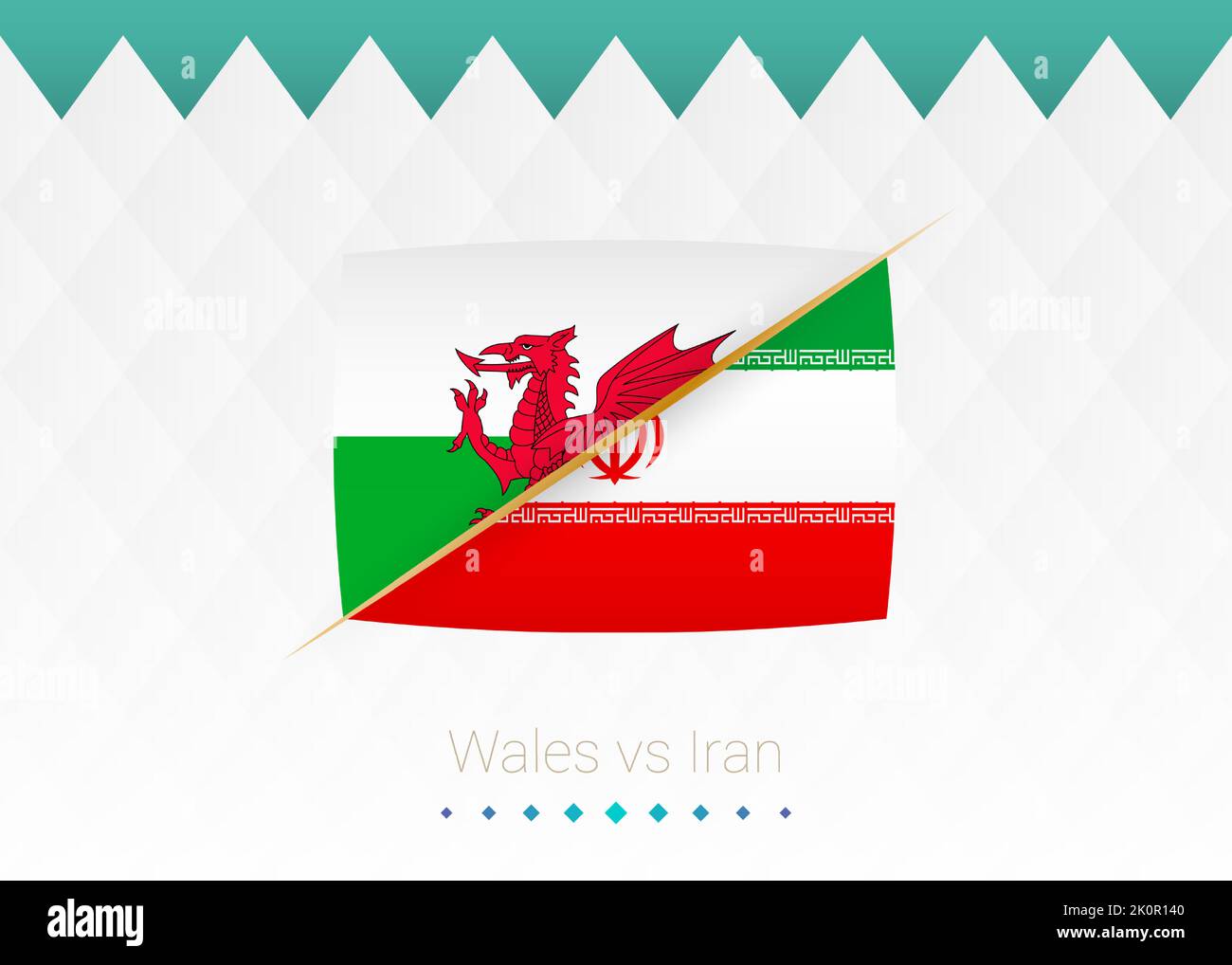 National football team Wales vs Iran. Soccer 2022 match versus icon. Vector illustration. Stock Vector