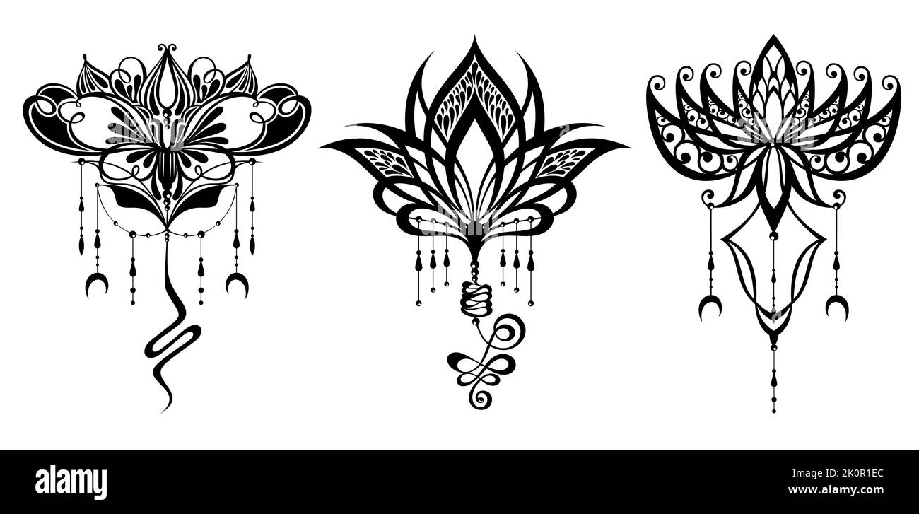 tribal lotus flower outline