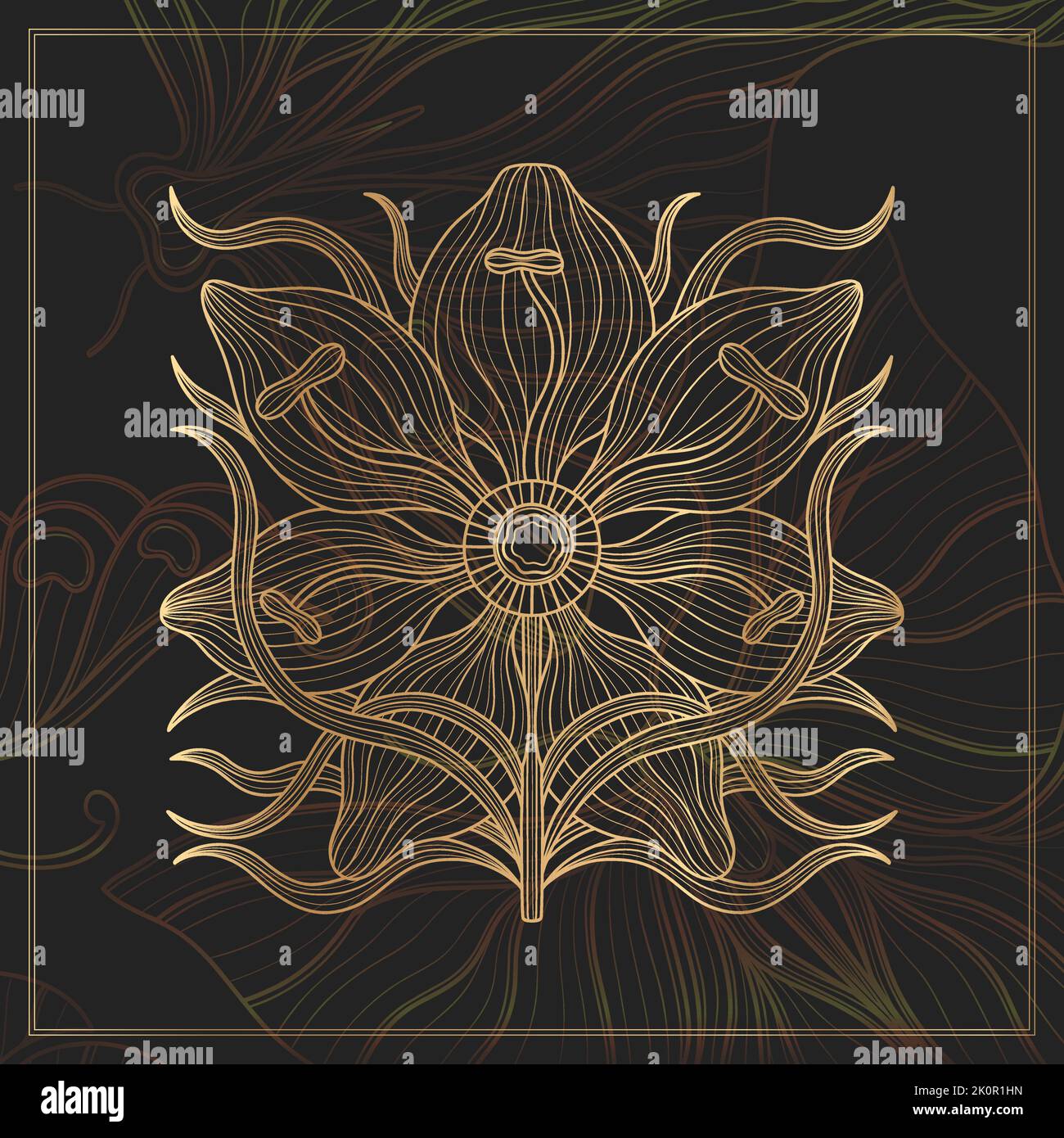 Art nouveau style flower plant basic element. 1920-1930 years vintage ...