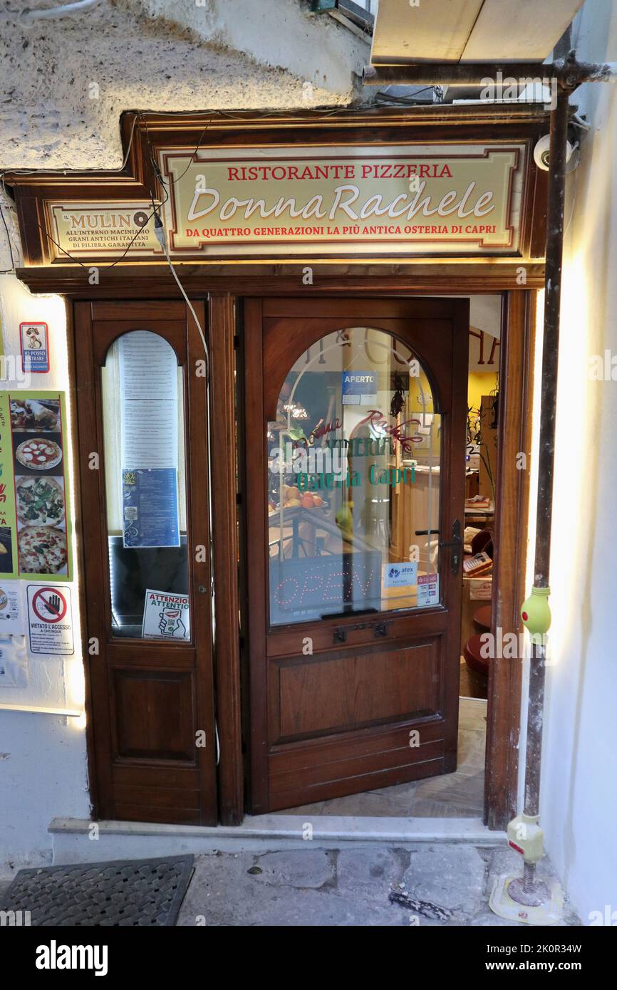 Capri - Ristorante Donna Rachele in Via Padre Serafino Cimmino Stock Photo