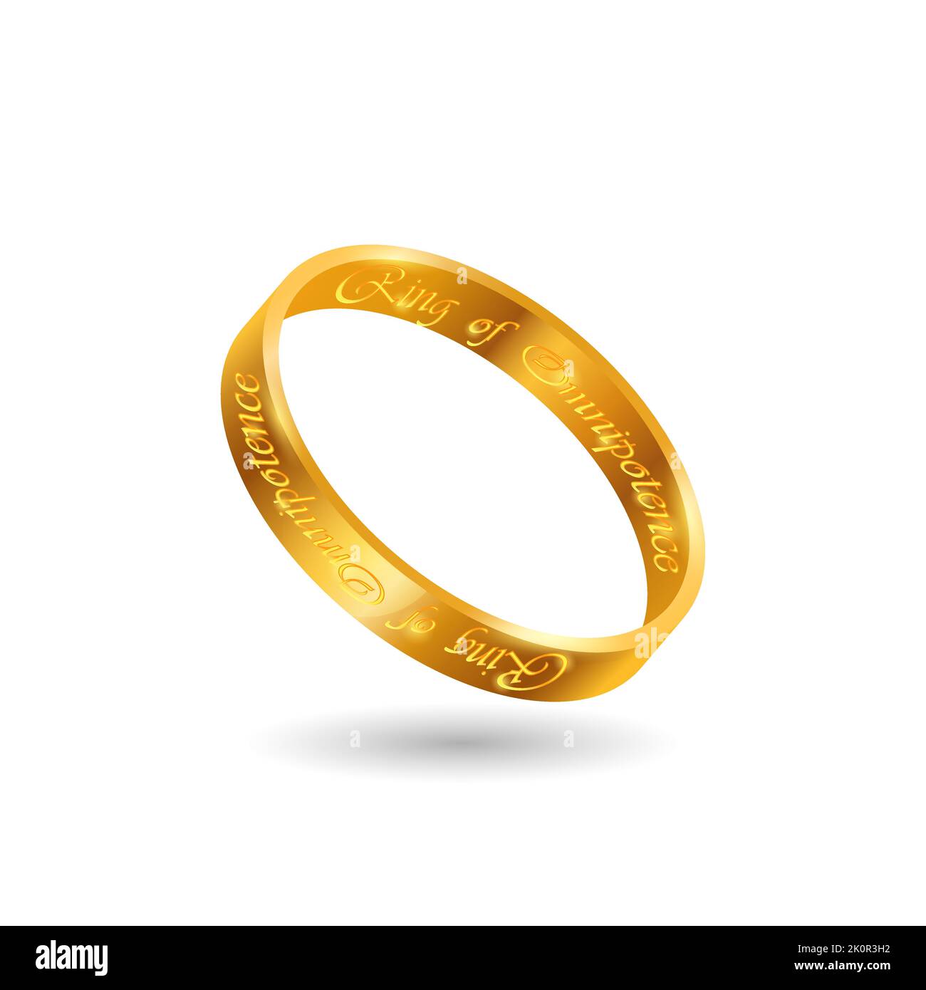 Golden ring of omnipotence. Powerful artifact of magical power Stock Vector