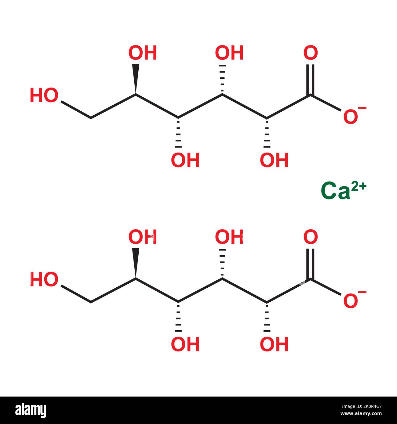 Calcium Gluconate (C12H22CaO14) Chemical Structure. Vector Illustration. Stock Vector