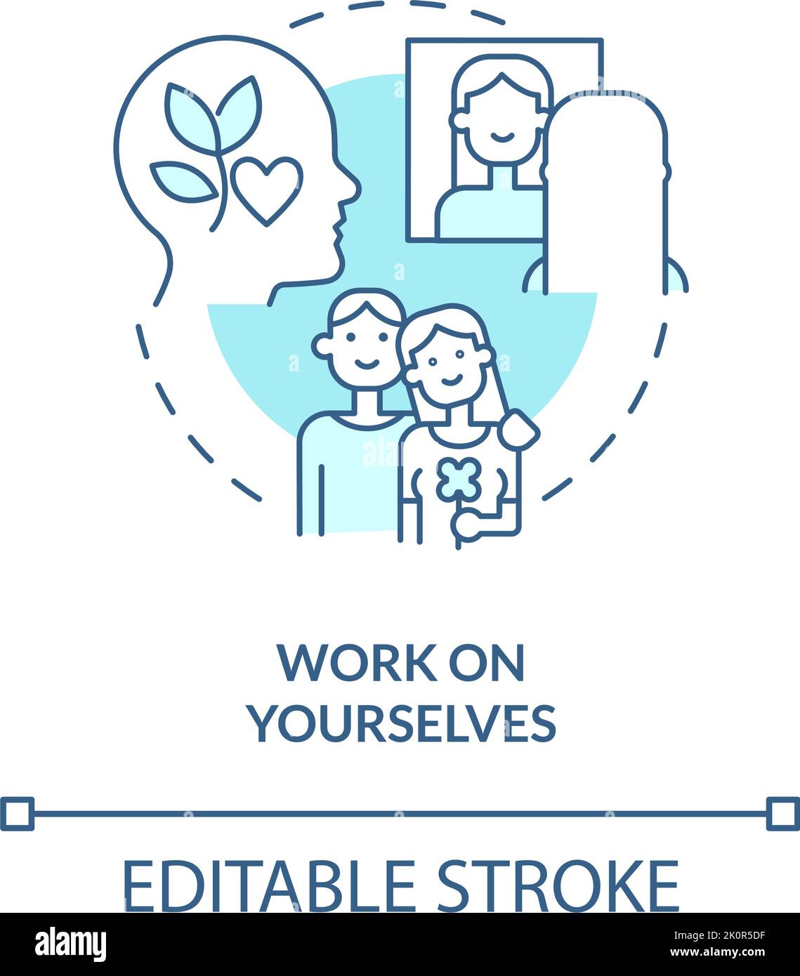 Work on yourselves turquoise concept icon Stock Vector
