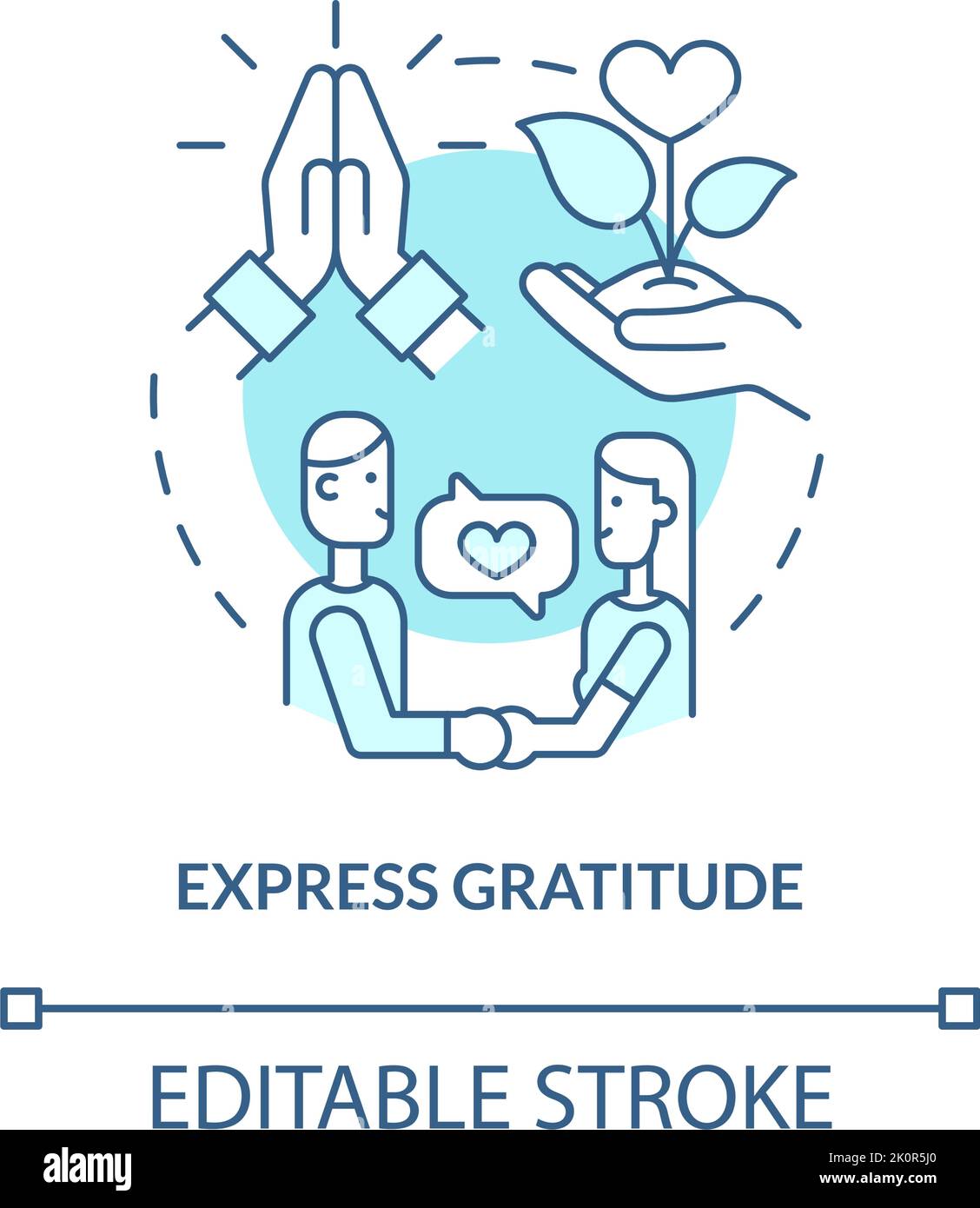 Express gratitude turquoise concept icon Stock Vector