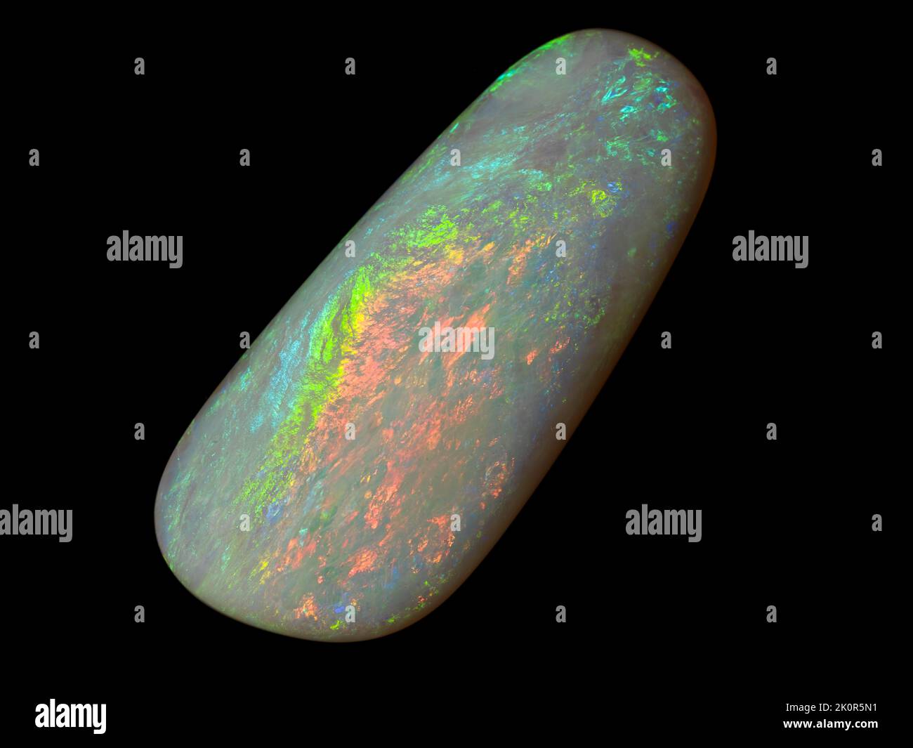 Australian Opal gemstones, shot on a black background to highlight the