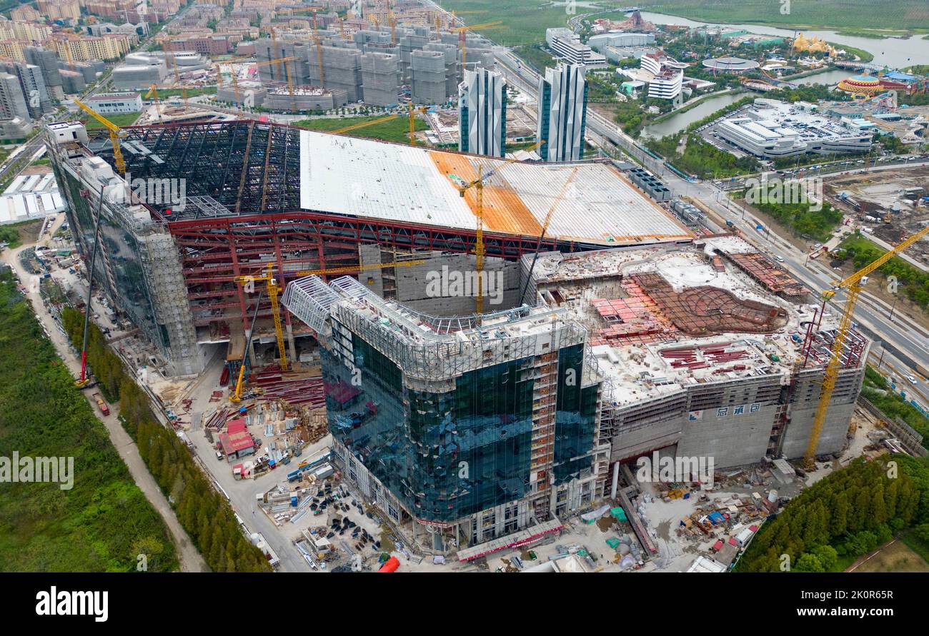 SHANGHAI, CHINA - SEPTEMBER 12, 2022 - The construction site of the world's largest indoor ski resort project is seen in the Lingang New area of the S Stock Photo