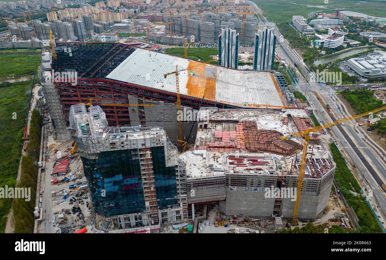 SHANGHAI, CHINA - SEPTEMBER 12, 2022 - The construction site of the world's largest indoor ski resort project is seen in the Lingang New area of the S Stock Photo