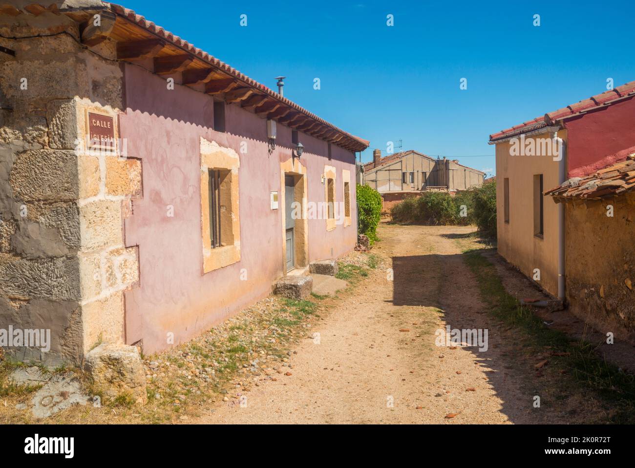 Street. Barahona de Fresno, Segovia province, Castilla Leon. Spain. Stock Photo