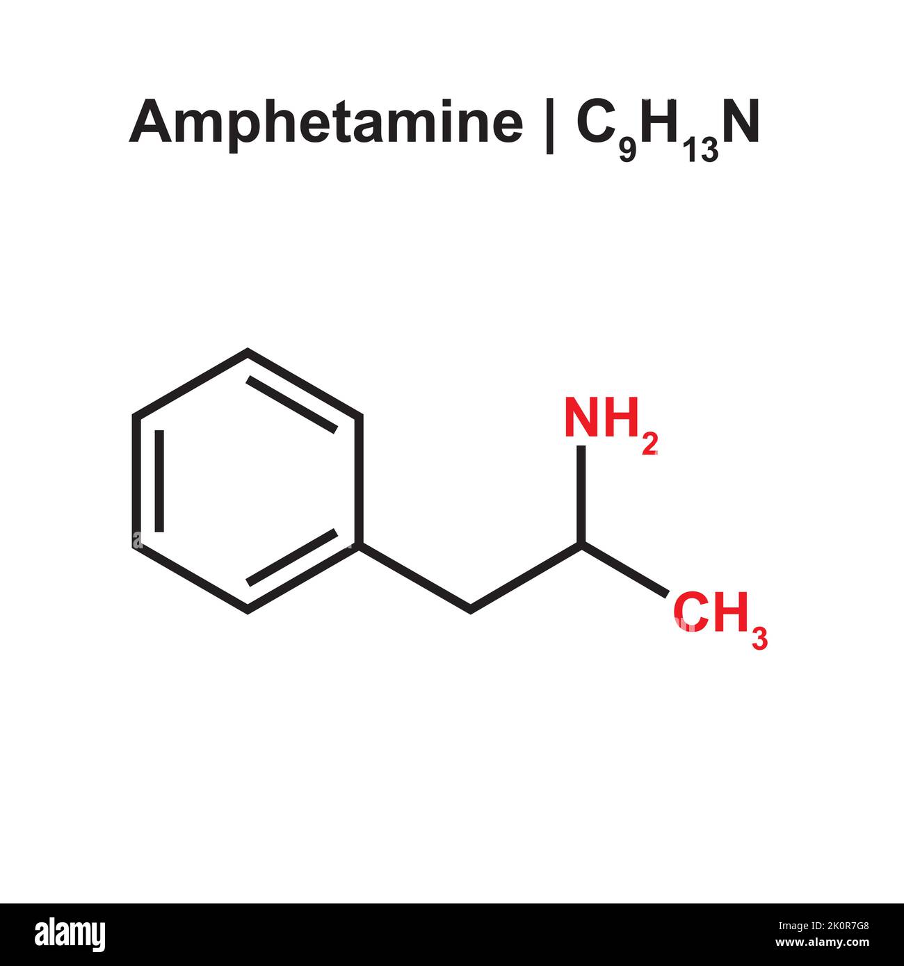 Amphetamine Molecule (C9H13N) Chemical Structure. Vector Illustration