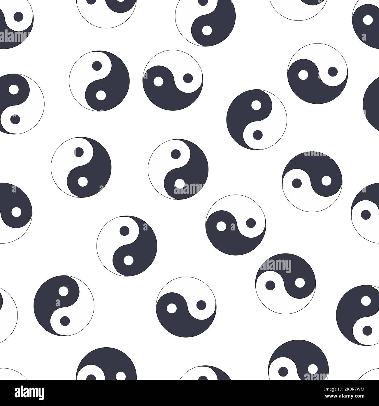 seamless pattern of hand drawn doodle sketch Yin Yang symbol Stock ...