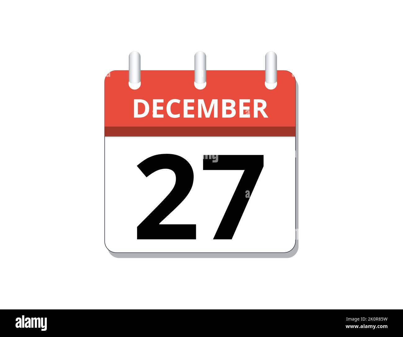 December, 27th calendar icon vector, concept of schedule, business and tasks Stock Vector