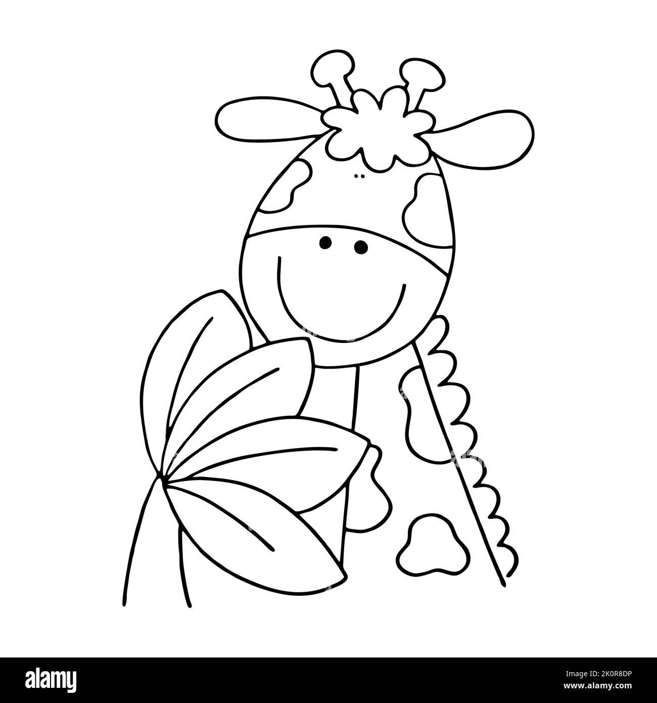 Vector illustration coloring pages animals - giraffe. Cute cartoon