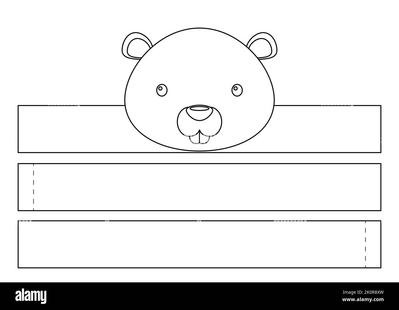 Printable beaver paper crown. Diy cut party ribbon template for