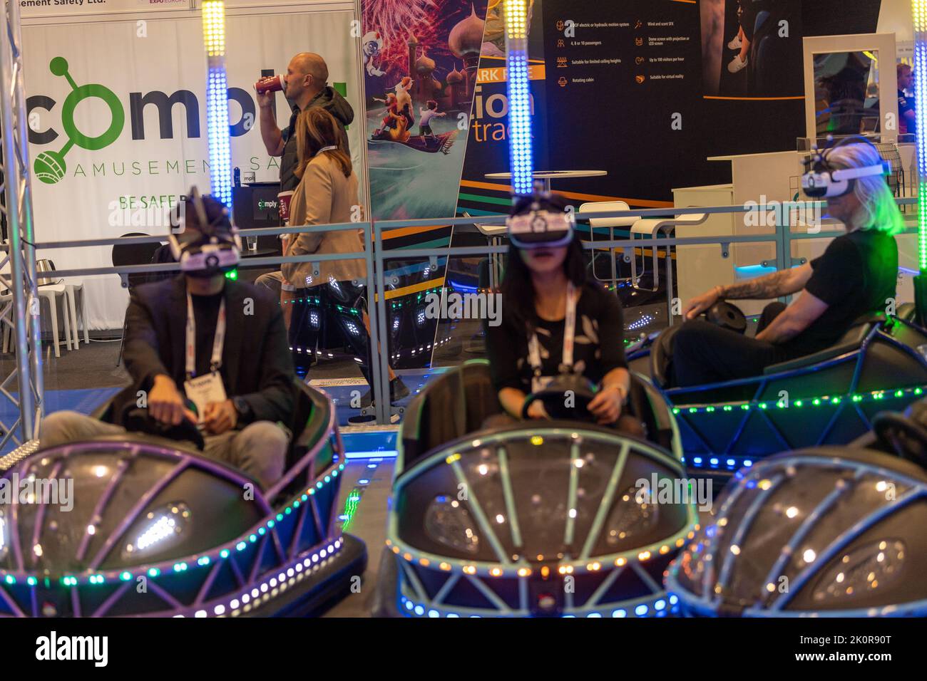 London, UK. 13th Sep, 2022. IAAPA Expo Europe (Global Association for the Attractions Industry) Excel London VR dodgems Credit: Ian Davidson/Alamy Live News Stock Photo