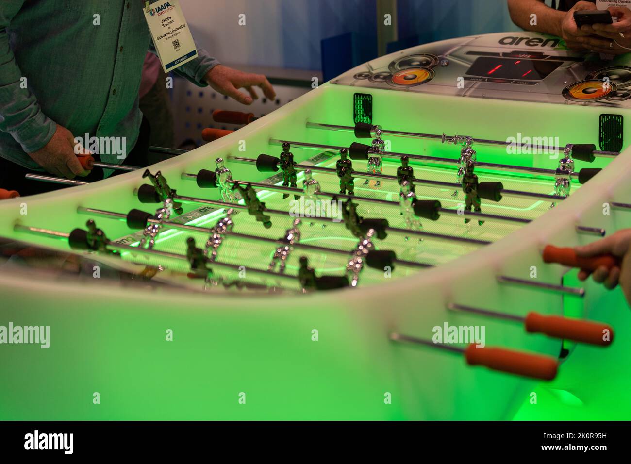 London, UK. 13th Sep, 2022. IAAPA Expo Europe (Global Association for the Attractions Industry) Excel London table football Credit: Ian Davidson/Alamy Live News Stock Photo