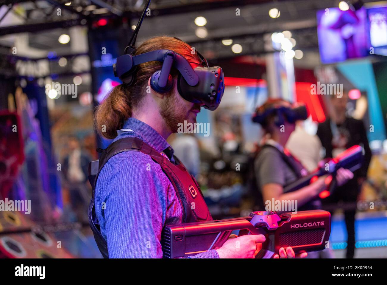 London, UK. 13th Sep, 2022. IAAPA Expo Europe (Global Association for the Attractions Industry) VR shooting game and gaming Excel  London Credit: Ian Davidson/Alamy Live News Stock Photo