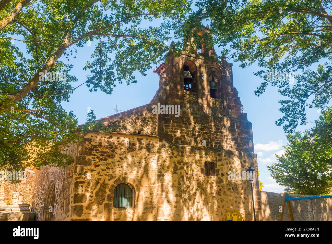 Romanesque church. Valderroman, Soria province, Castilla Leon, Spain. Stock Photo