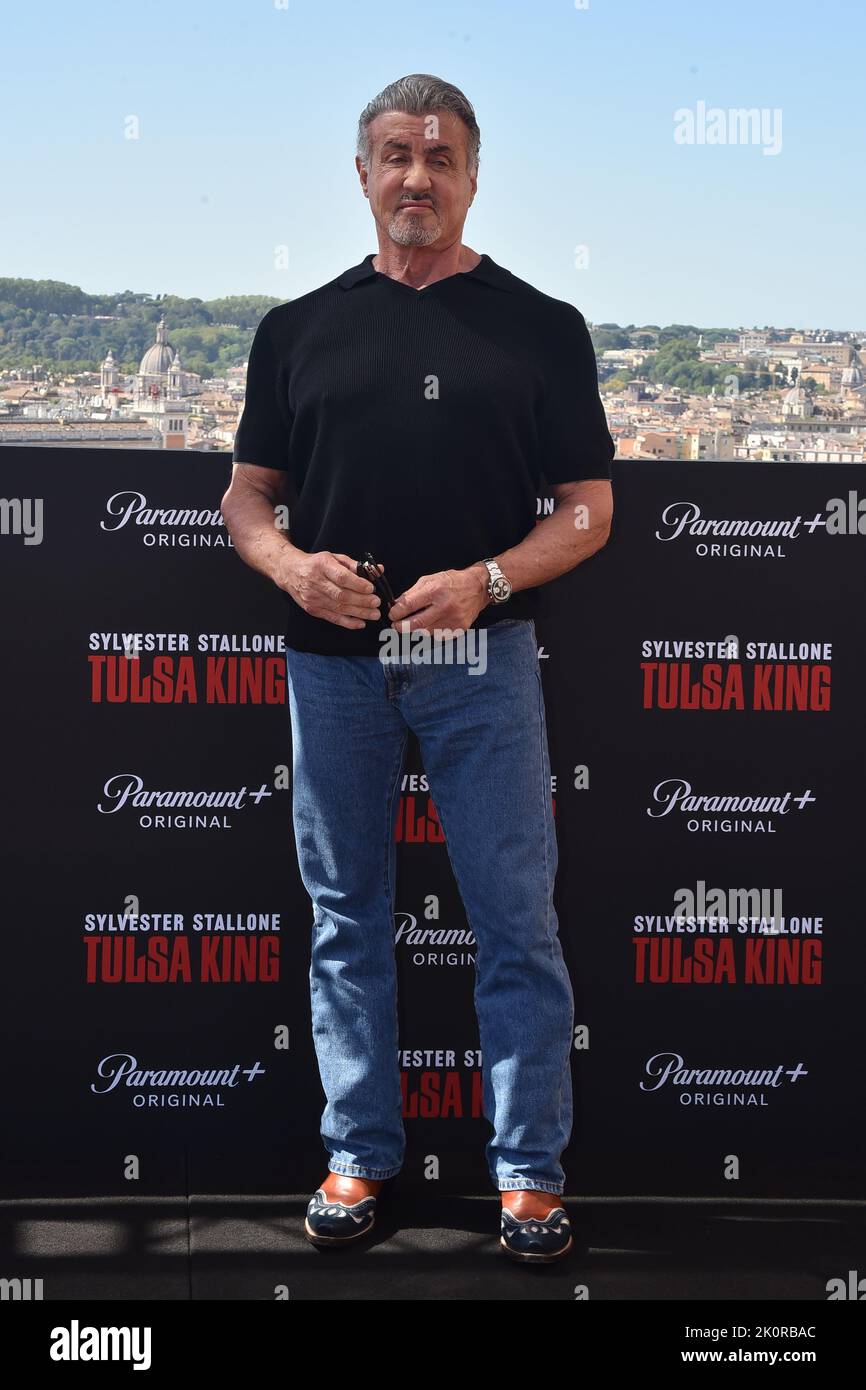 Rome, Italy, 13/09/2022, Silvester Stallone Press Conference of tv series  -Tulsa King- with Sylvester Stallone on Paramount+ Rome, Italy 13th  September 2022 (Photo by SGP/Sipa USA)Italia id 128164 * Not Exclusive Stock