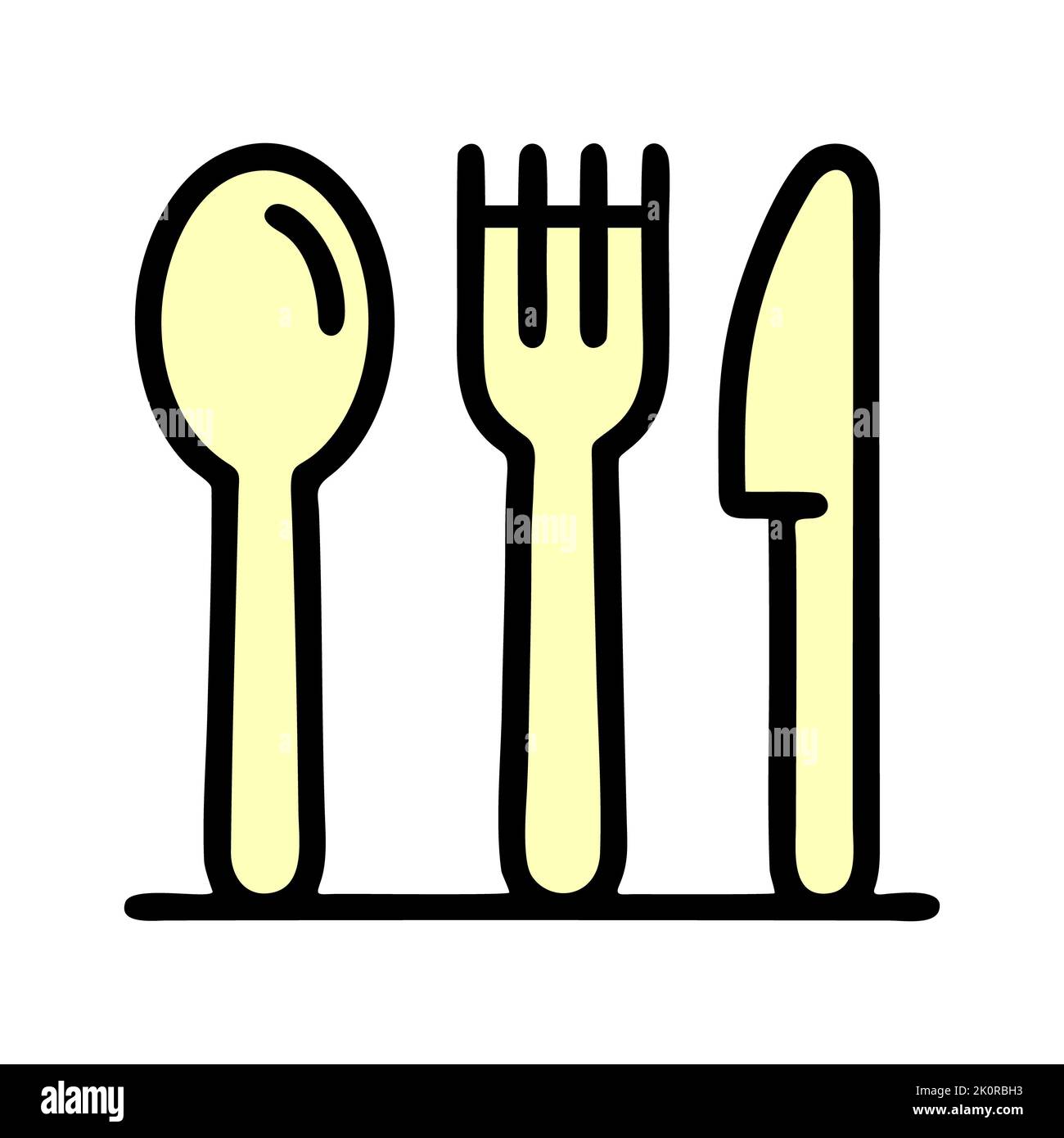 Knife fork spoon icon. Outline knife fork spoon vector icon for web ...