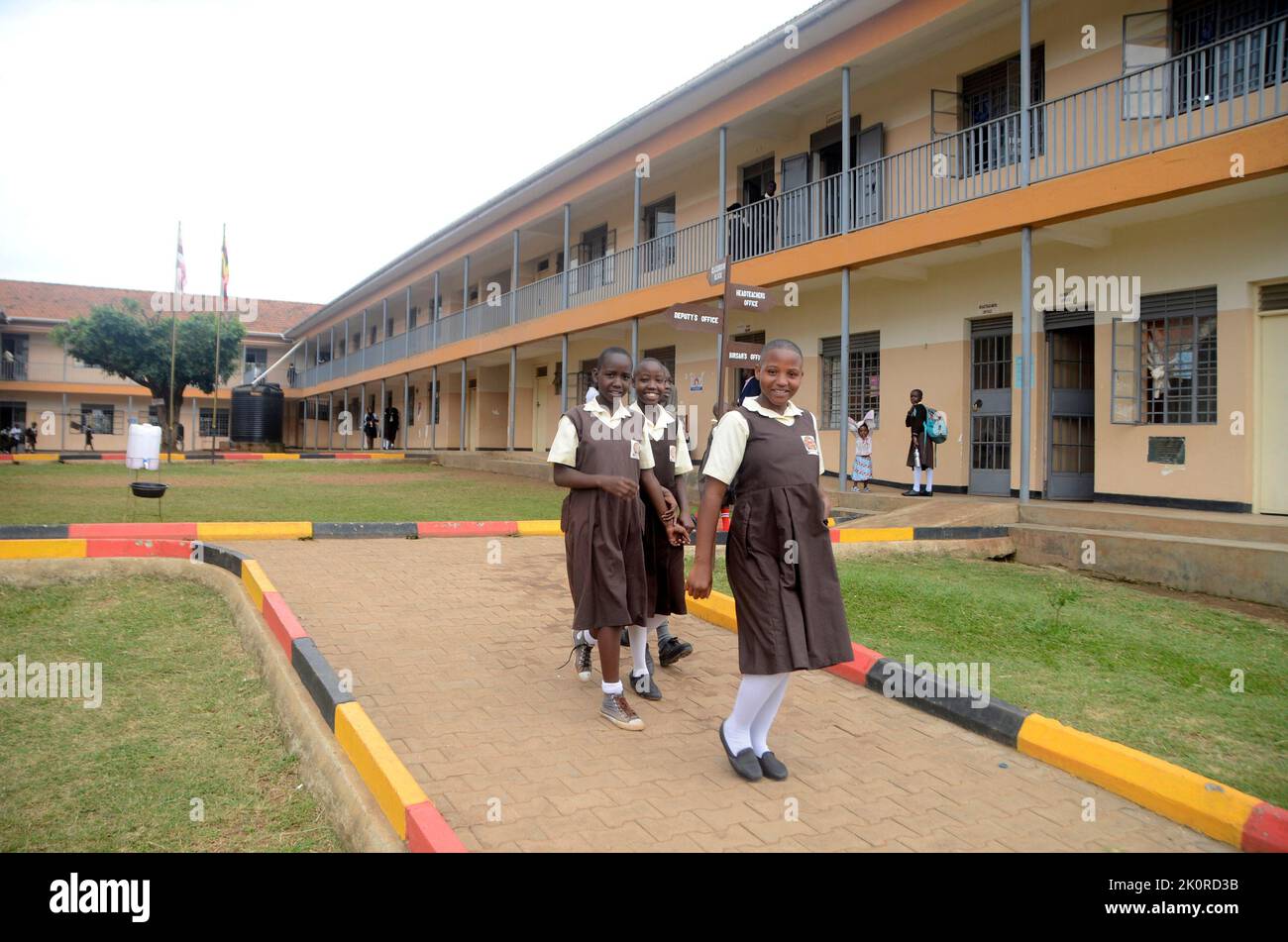 Kampala, Uganda. 7th Sep, 2022. Pupils of Entebbe-Changsha Model Primary School walk in the school compound in Entebbe, Uganda, Sept. 7, 2022. TO GO WITH 'Feature: Uganda-China ties touch lives in education sector' Credit: Nicholas Kajoba/Xinhua/Alamy Live News Stock Photo