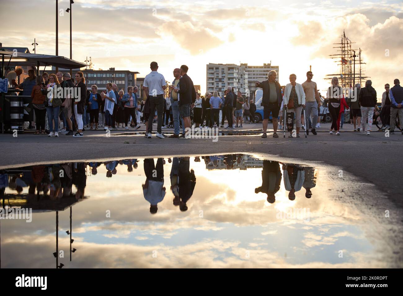 Large crowd walking on the streets in Aalborg during Tall Ship Race 2022 Stock Photo