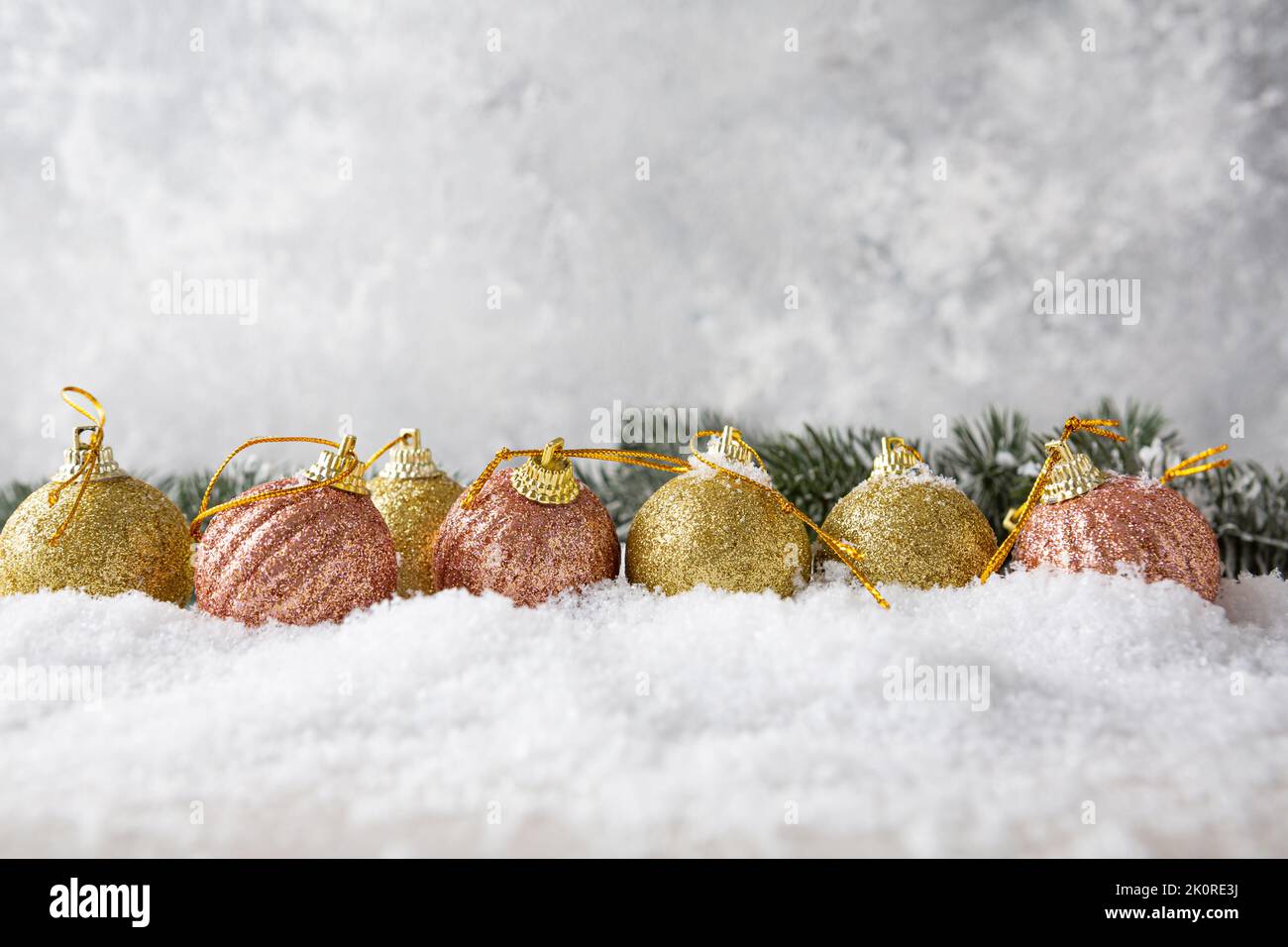 Christmas background with snow decorations and copy space Stock Photo