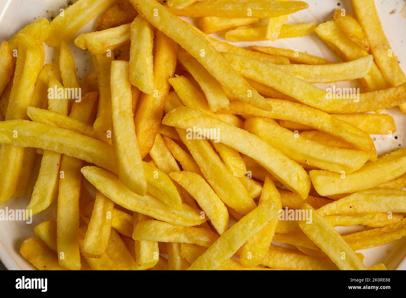 Golden potato chips french fries fast food from above Stock Photo Alamy