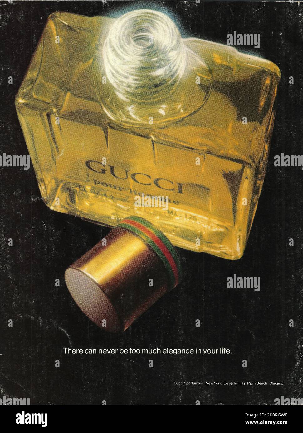 Gucci perfume for men Gucci pour homme parfums vintage advertisement advert ad 1980s 1970s Stock Photo