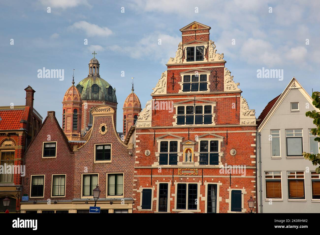 The colorful facades of historic houses located along Kerkstraat street in the city center of Hoorn, West Friesland, Netherlands Stock Photo