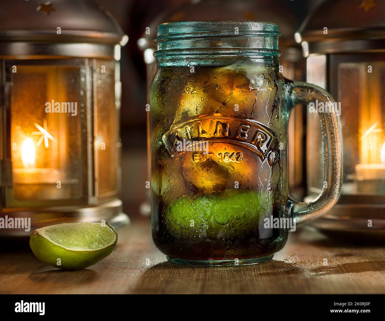 Fancy a jar of rum and coke? Cocktail glass of the famous drink