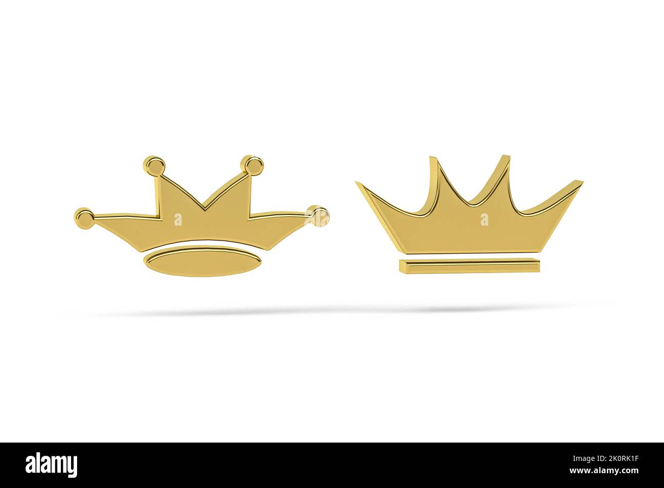 Golden 3d crown icon isolated on white background - 3d render Stock ...