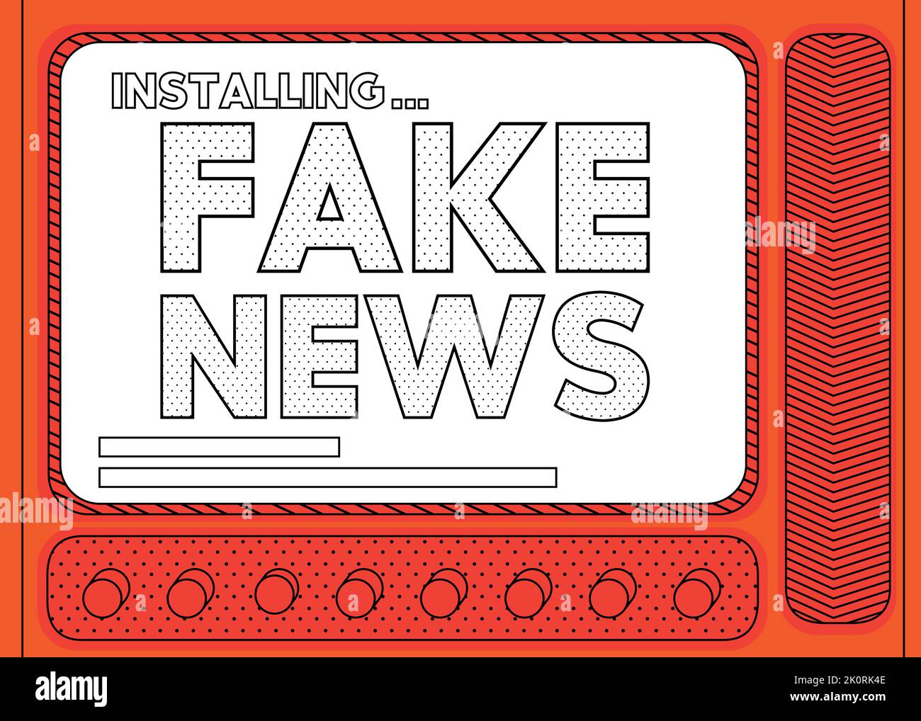 Cartoon Computer With the word Fake News. Message of a screen ...