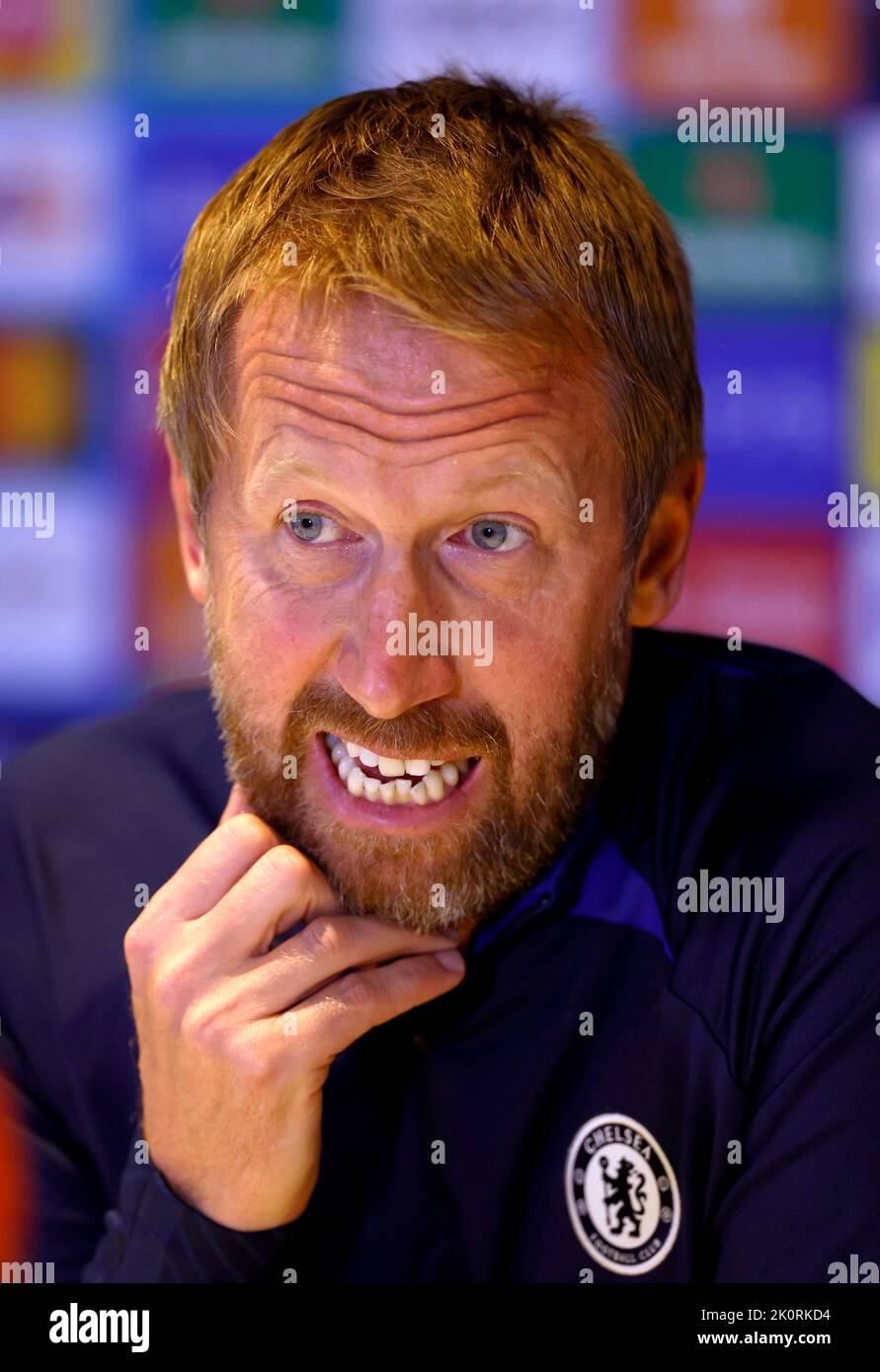 Chelsea manager Graham Potter during a press conference at Stamford