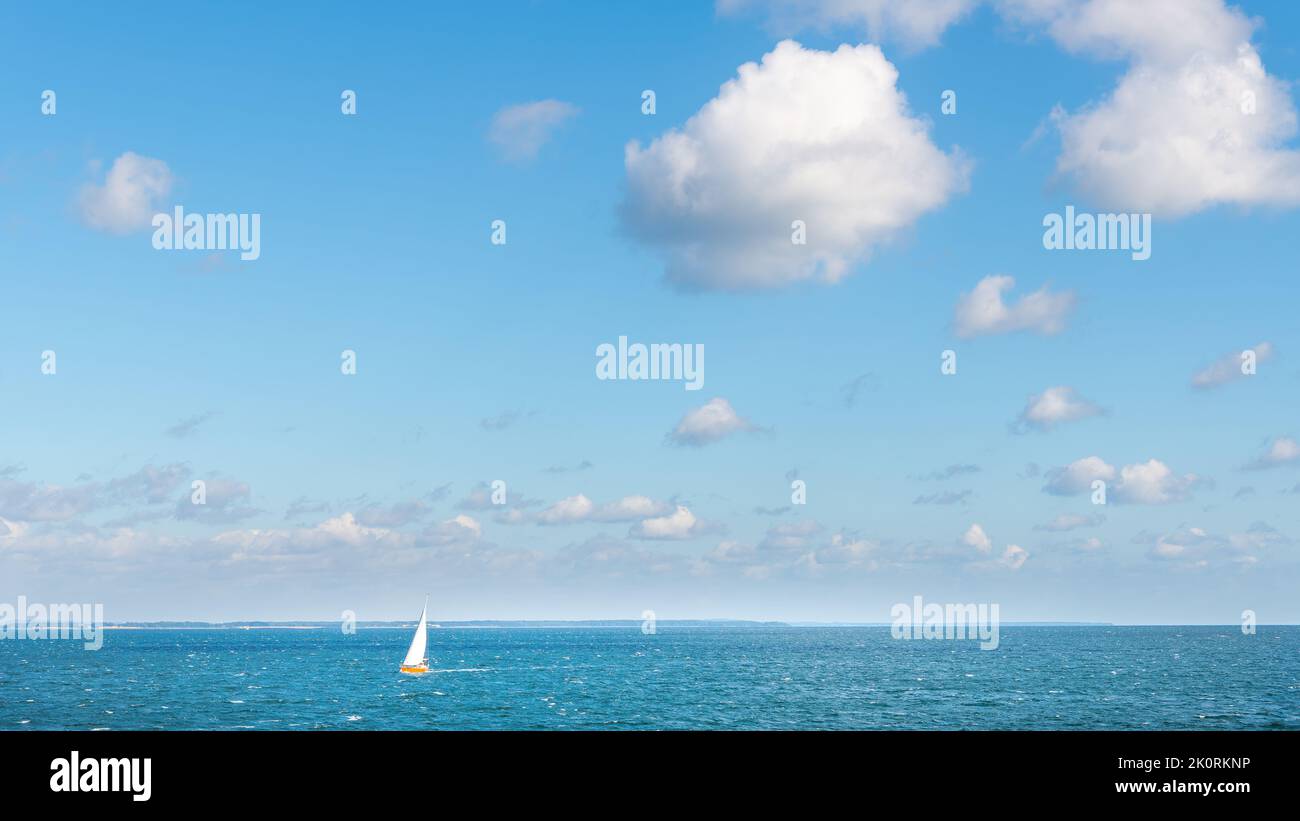 A boat sailing in the North Sea, Denmark Stock Photo