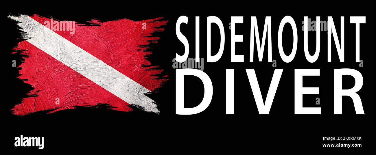 Sidemount Diver, Diver Down Flag, Scuba flag, Scuba Diving Stock Photo